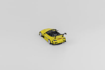 MicroTurbo 1/64 S2000 AP1 J's Racing Modified Metallic Yellow (Open-Hood丨Detachable Engine丨Magnet Spoiler)