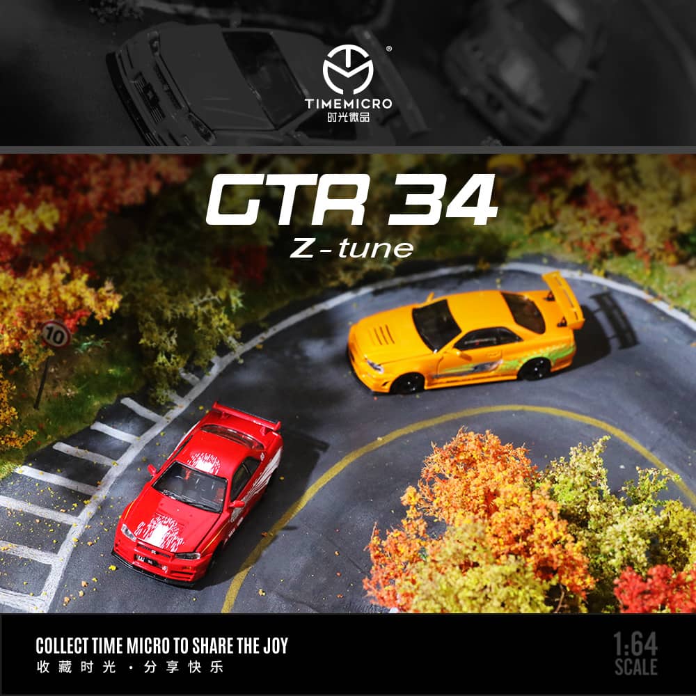 Time Micro 1/64 Skyline GT-R R34 Nismo Z-Tune Fast n Furious Livery (Open-Hood, Visible Engine)