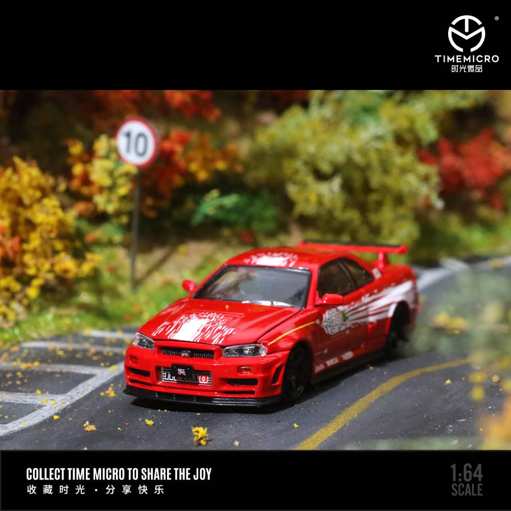 Time Micro 1/64 Skyline GT-R R34 Nismo Z-Tune Fast n Furious Livery (Open-Hood, Visible Engine)