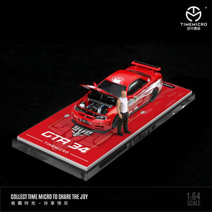 Time Micro 1/64 Skyline GT-R R34 Nismo Z-Tune Fast n Furious Livery (Open-Hood, Visible Engine)