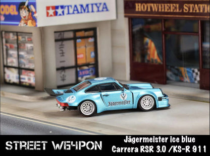 Street Weapon 1/64 911 SC 3.0 KS-R (Khyzyl / Flat56) Jagermeister Ice Blue