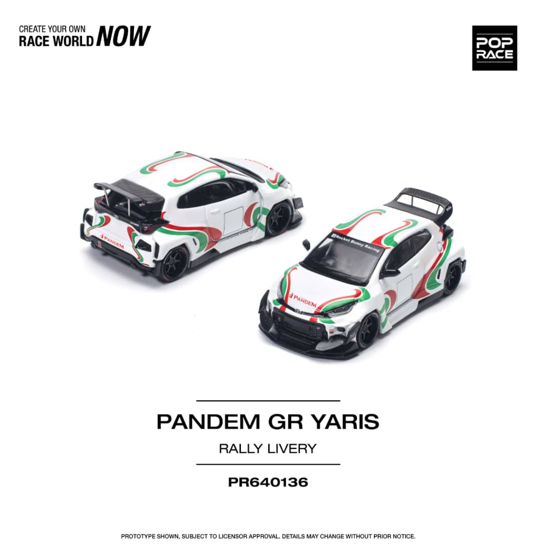 Pop Race 1/64 Toyota GR Yaris Pandem Rocket Bunny Modified  White Rall