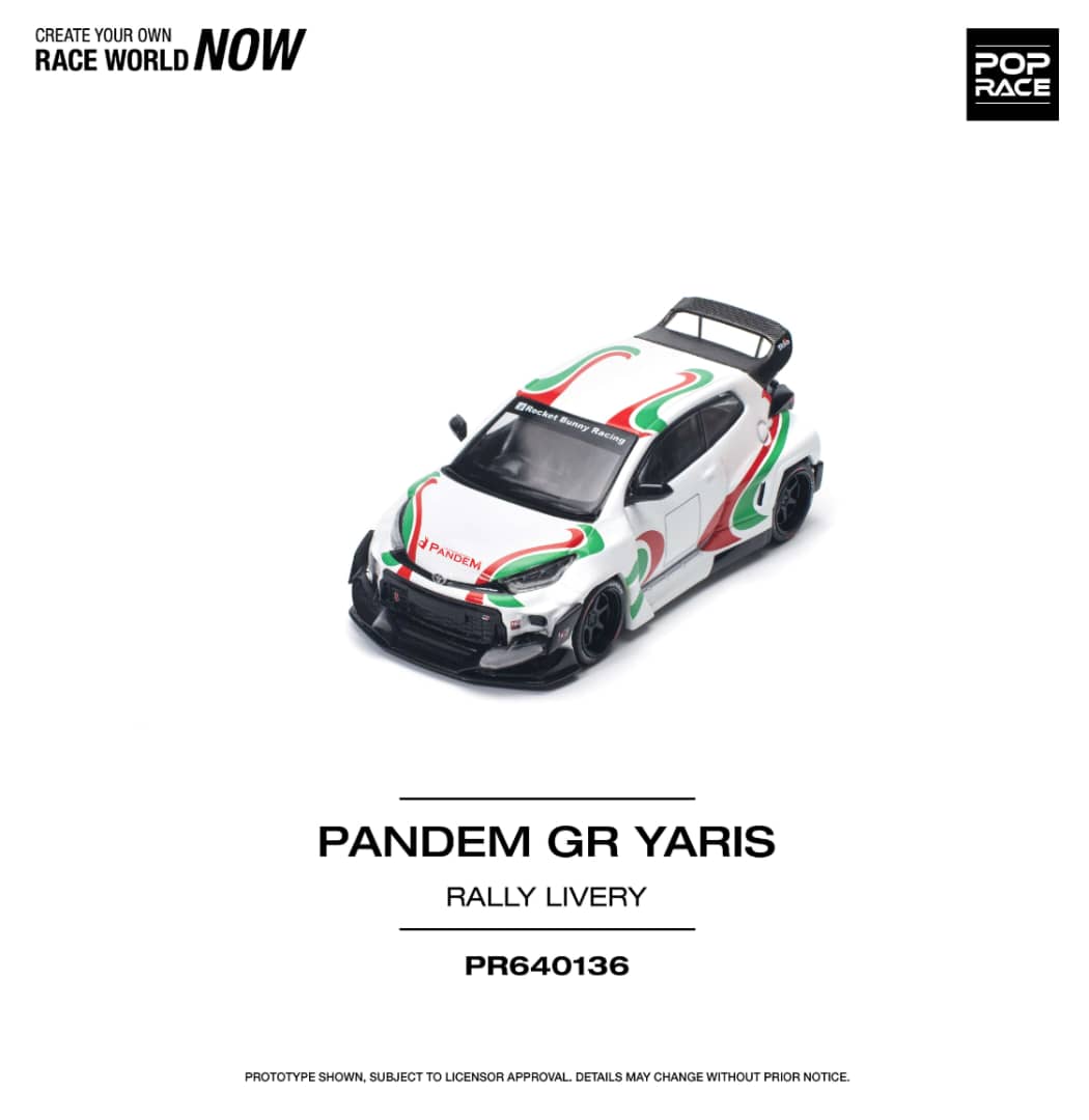 Pop Race 1/64 Toyota GR Yaris Pandem Rocket Bunny Modified  White Rall