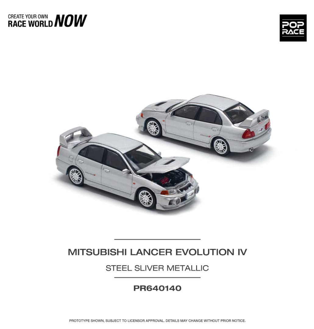 Pop Race 1/64 Mitsubishi  Lancer Evolution IV Metallic Silver