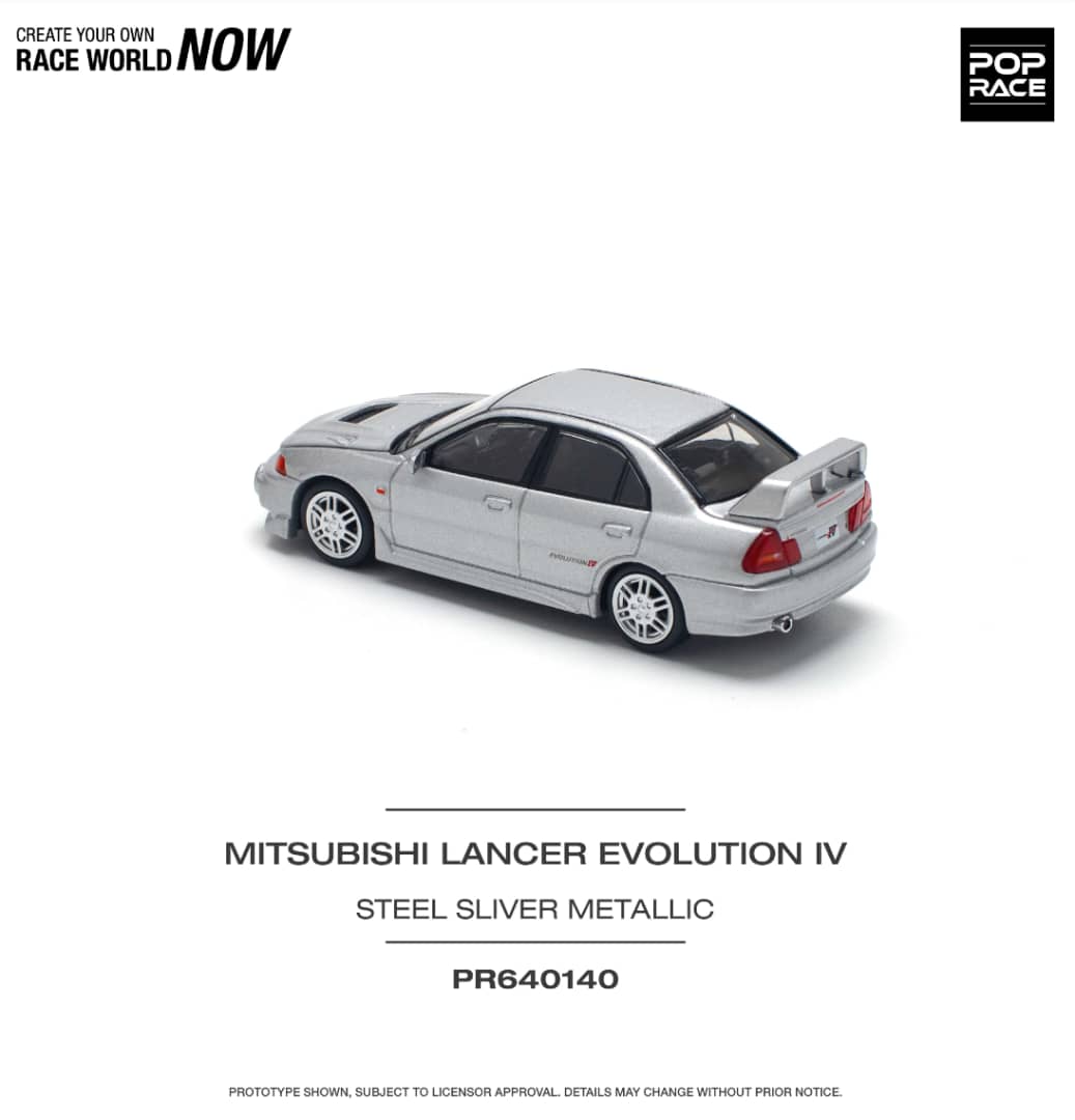 Pop Race 1/64 Mitsubishi  Lancer Evolution IV Metallic Silver