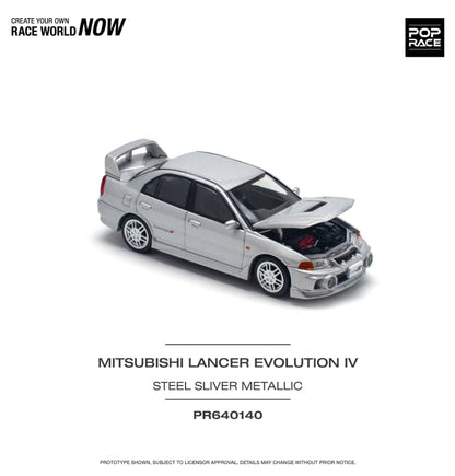 Pop Race 1/64 Mitsubishi  Lancer Evolution IV Metallic Silver