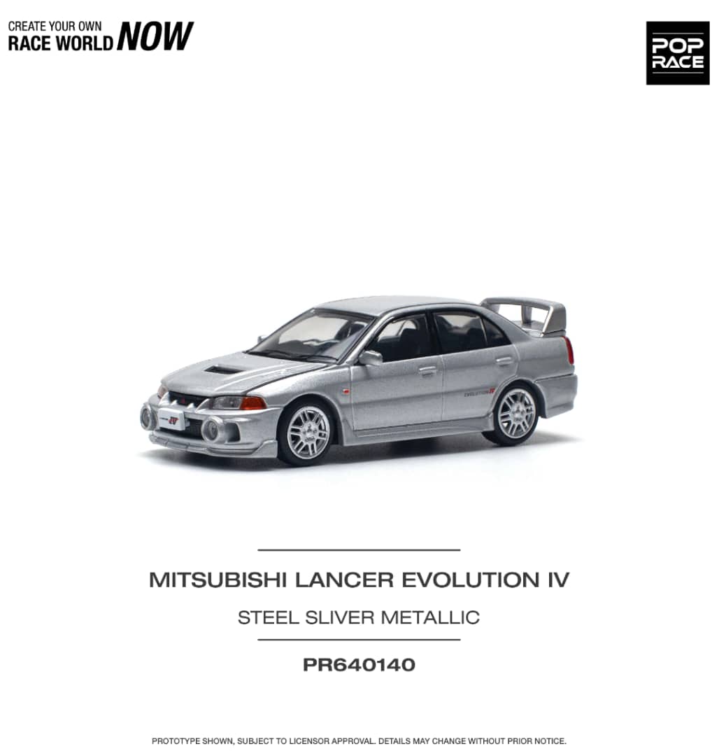 Pop Race 1/64 Mitsubishi  Lancer Evolution IV Metallic Silver