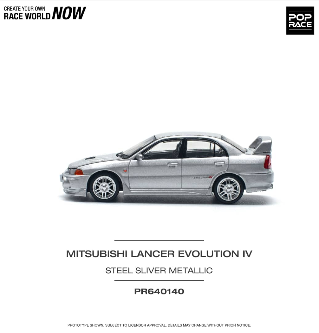 Pop Race 1/64 Mitsubishi  Lancer Evolution IV Metallic Silver