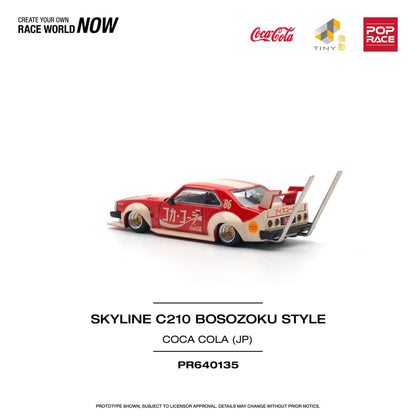 Pop Race 1/64 Skyline C210 Kaido Racer Bosozuko Modified - Coca Cola Japan Livery