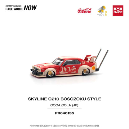 Pop Race 1/64 Skyline C210 Kaido Racer Bosozuko Modified - Coca Cola Japan Livery