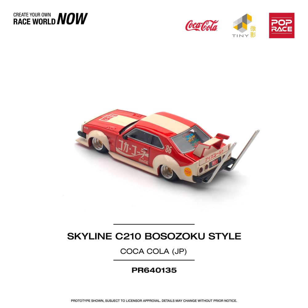 Pop Race 1/64 Skyline C210 Kaido Racer Bosozuko Modified - Coca Cola Japan Livery