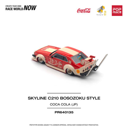 Pop Race 1/64 Skyline C210 Kaido Racer Bosozuko Modified - Coca Cola Japan Livery