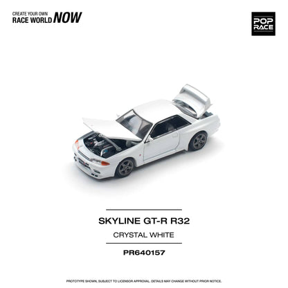 Pop Race 1/64 Nissan Skyline R32 GT-R Crystal White Color