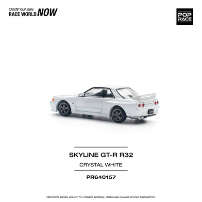 Pop Race 1/64 Nissan Skyline R32 GT-R Crystal White Color