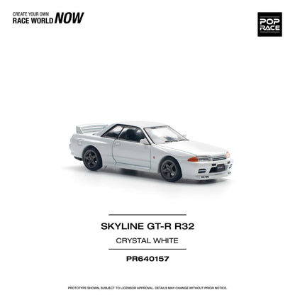 Pop Race 1/64 Nissan Skyline R32 GT-R Crystal White Color