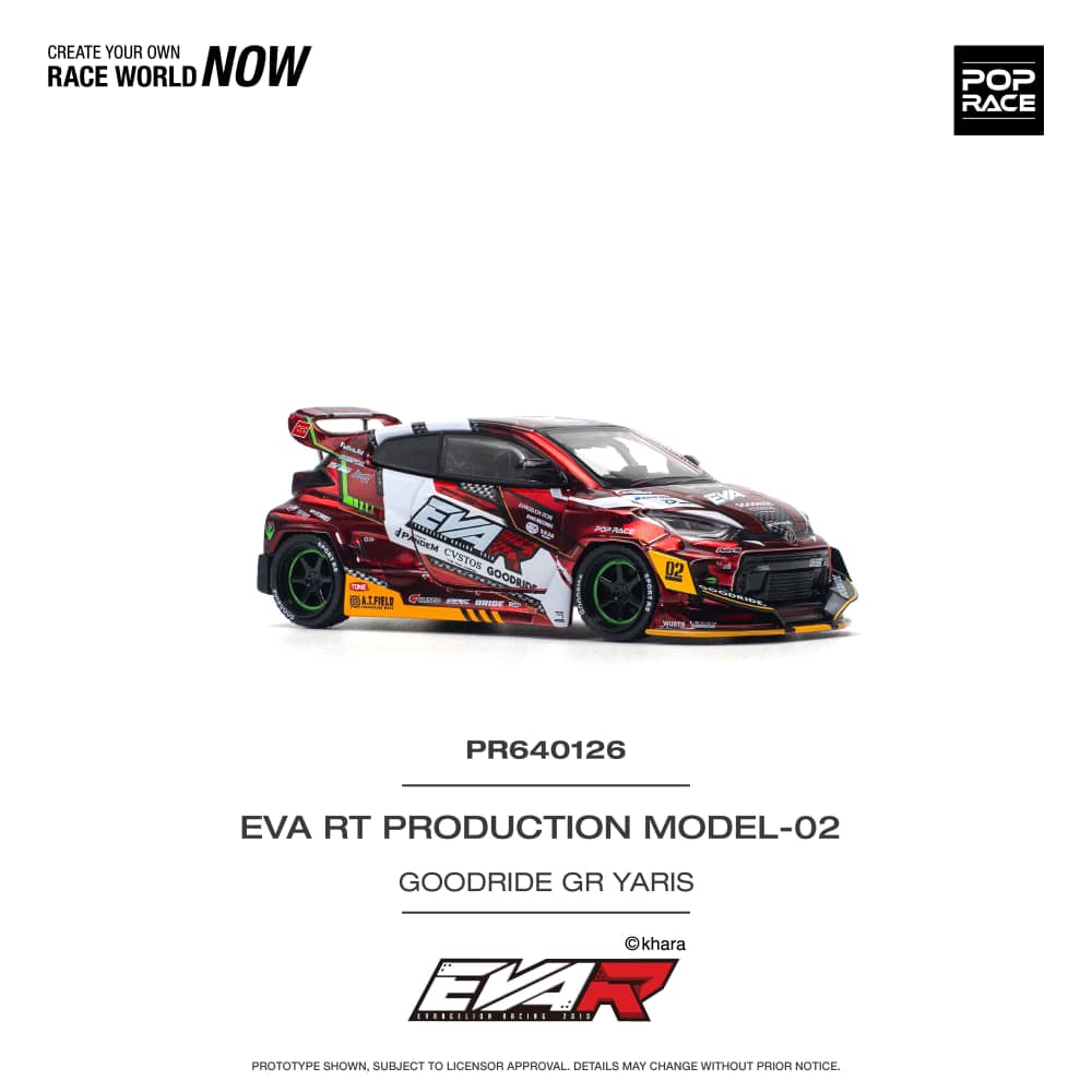 Pop Race 1/64 Toyota  GR Yaris Pandem Rocket Bunny Modified Red EVA Goodride 2# Livery