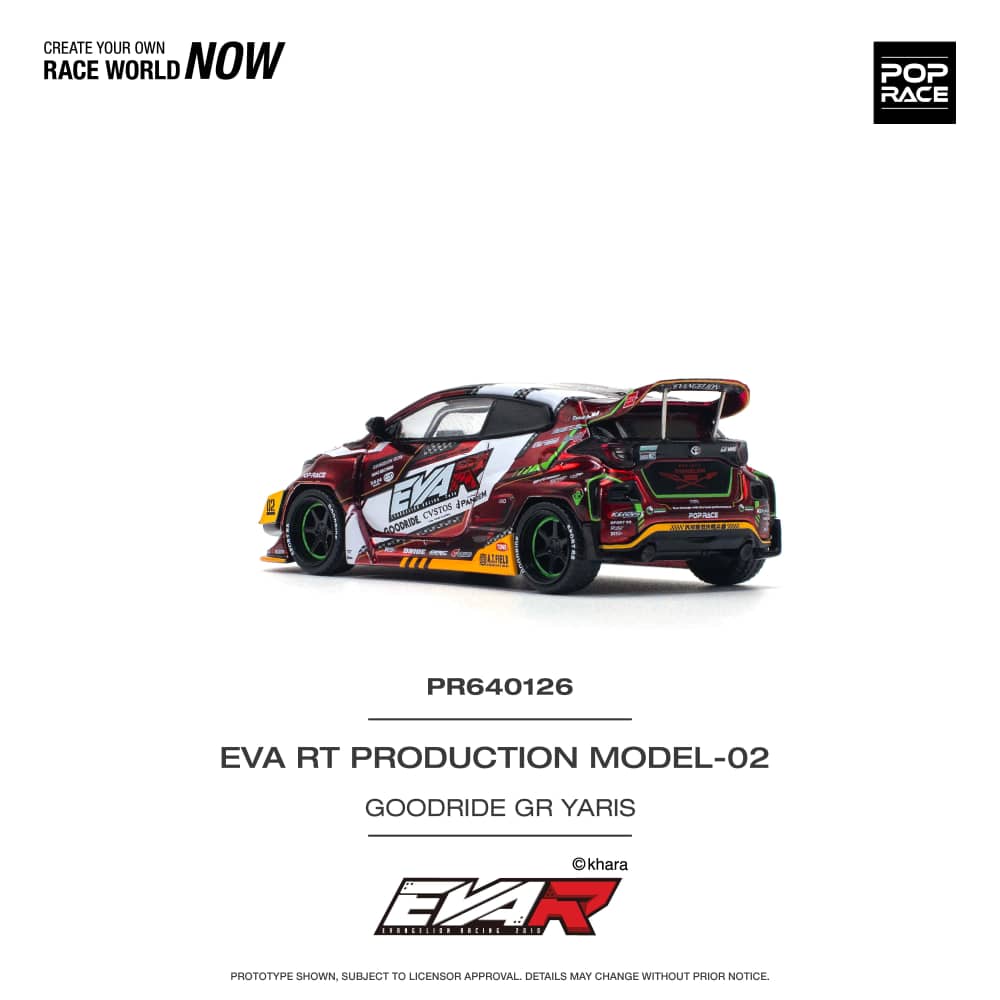 Pop Race 1/64 Toyota  GR Yaris Pandem Rocket Bunny Modified Red EVA Goodride 2# Livery