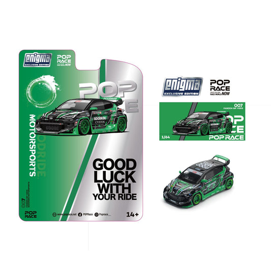 [ETA:  May 2025 ] Pop Race x Enigma 1/64 GR Yaris Pandem Rocket Bunny Modified Goodride Green-Black Livery