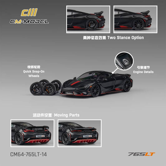 [ETA:  Jul 2025 ] CM Model 1/64 McLaren 765LT Matte Black