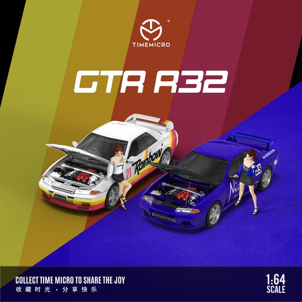 [ETA:  Apr 2025 ] Time Micro 1/64 Skyline GT-R R32 Nismo Blue 23#/ Rainbow 21#