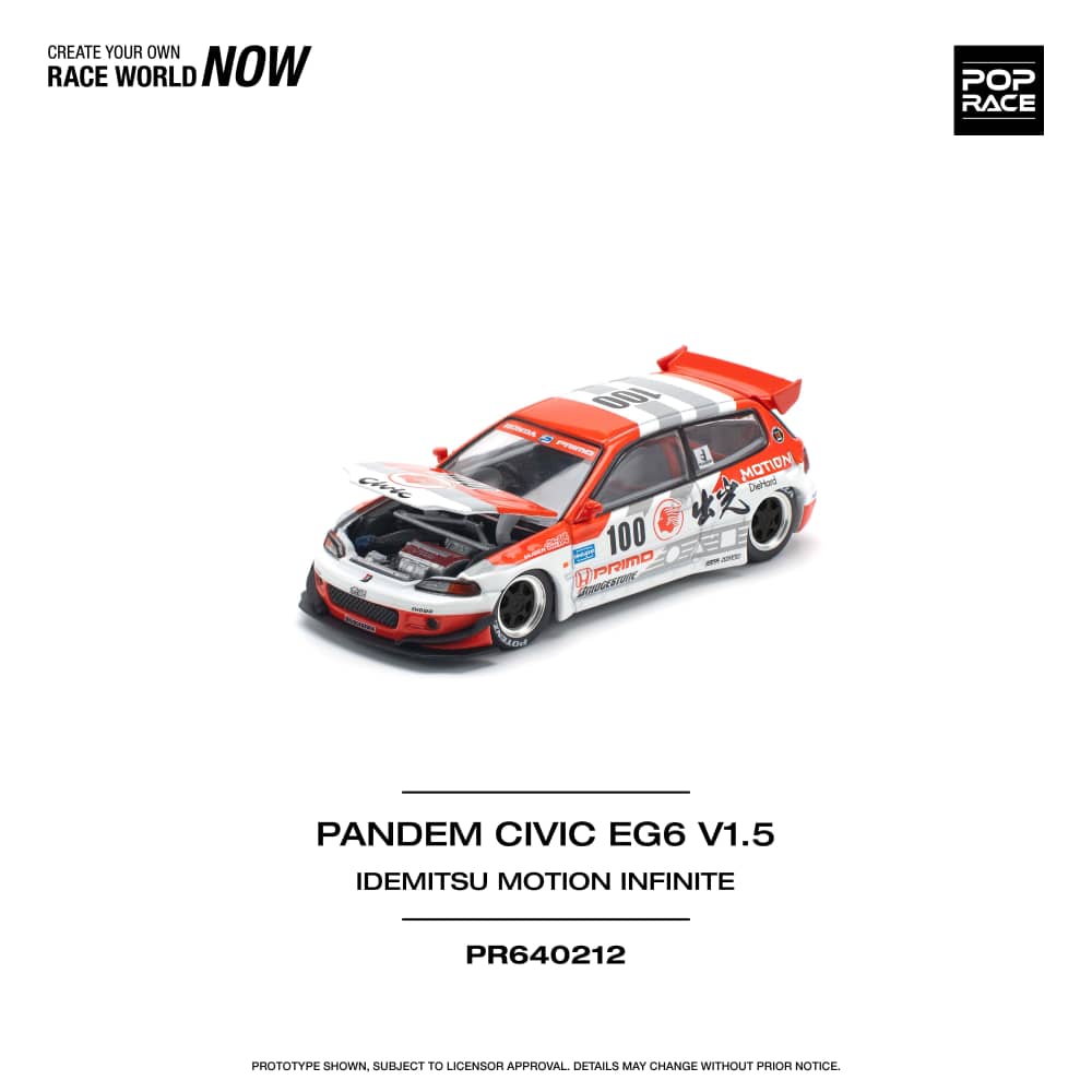 [ETA:  Aug 2025 ] Pop Race 1/64 Pandem Civic EG6 Rocket Bunny Modified Idemitsu Motion 100#