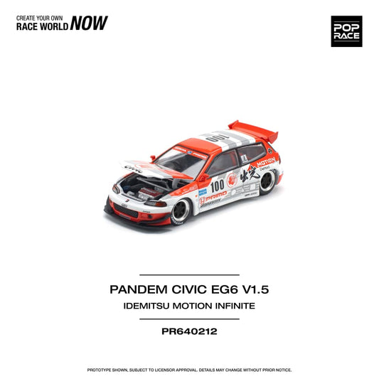 [ETA:  Aug 2025 ] Pop Race 1/64 Pandem Civic EG6 Rocket Bunny Modified Idemitsu Motion 100#