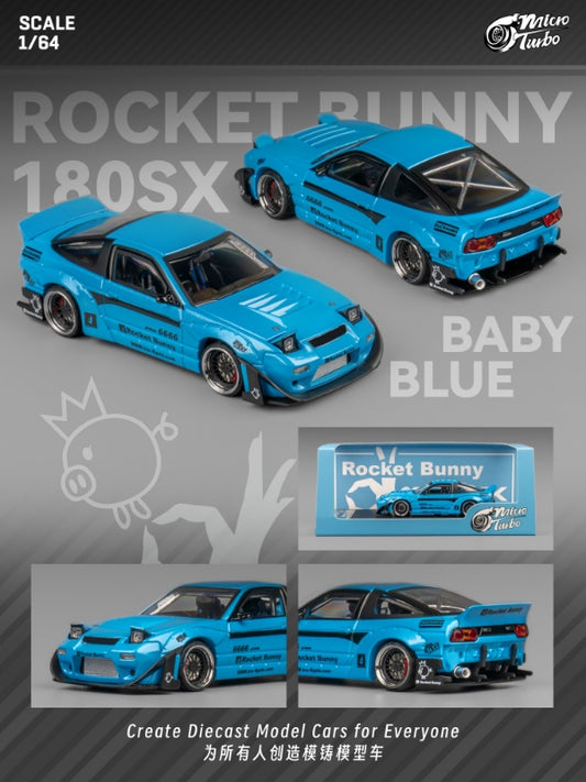 [ETA:  Apr 2025 ] MicroTurbo 1/64 S13 Silvia 180SX Pandem Rocket Bunny  Modified - Metallic Blue (Retractable-Headlight, Visible Engine)