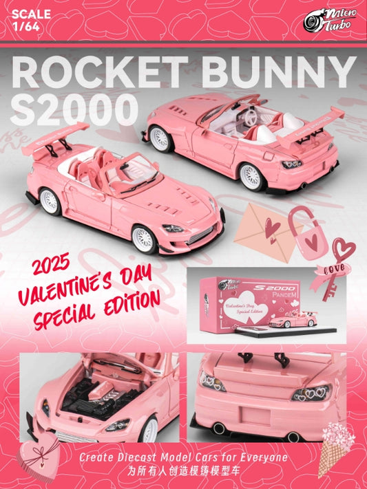 MicroTurbo 1/64 S2000 AP1 Pandem Rocket Bunny Modified Valentines Day Special - Metallic Pink Color