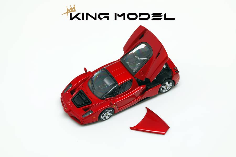 King Model 1/64 Enzo Metallic Red丨Open-Hood, Visible Engine