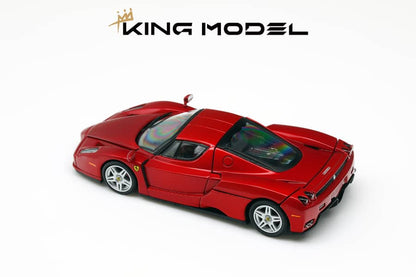 King Model 1/64 Enzo Metallic Red丨Open-Hood, Visible Engine