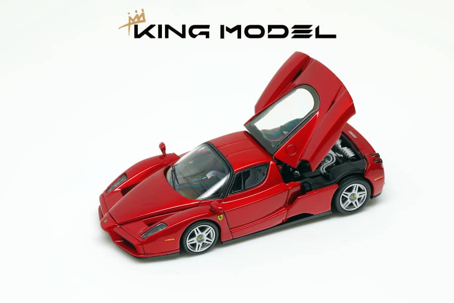 King Model 1/64 Enzo Metallic Red丨Open-Hood, Visible Engine