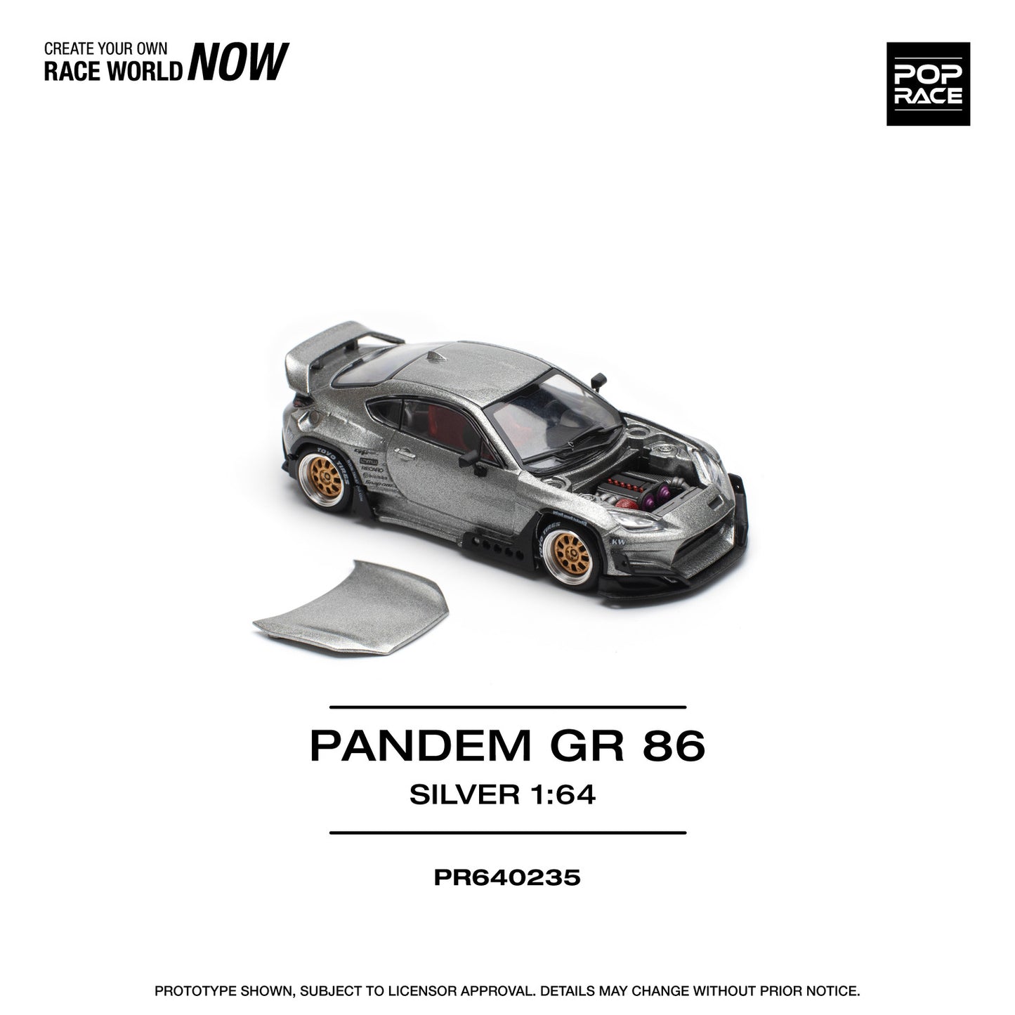 [ETA:  Sep 2025 ] Pop Race 1/64 Pandem GR86  Rocket Bunny Modified Silver