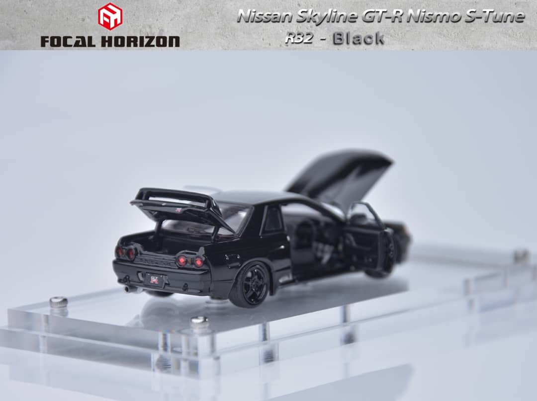 Focal Horizon 1/64 Nismo S-Tune R32 GT-R – Black, Openable, 499pcs Limited, Gift Box with Crystal Base