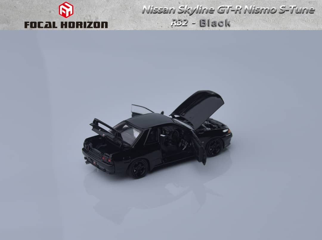 Focal Horizon 1/64 Nismo S-Tune R32 GT-R – Black, Openable, 499pcs Limited, Gift Box with Crystal Base