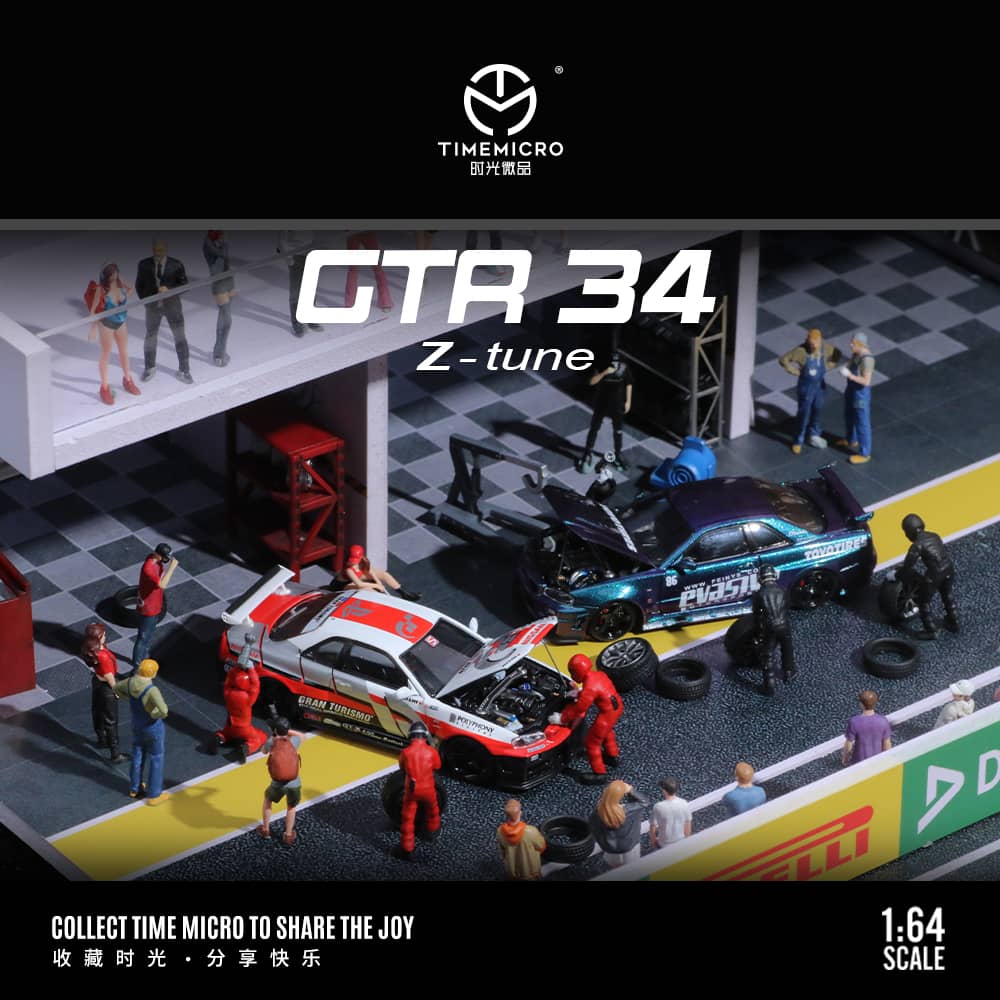 Time Micro 1/64 Skyline GT-R R34 Nismo Z-Tune Red-White GT / Pvasive Magic Purple