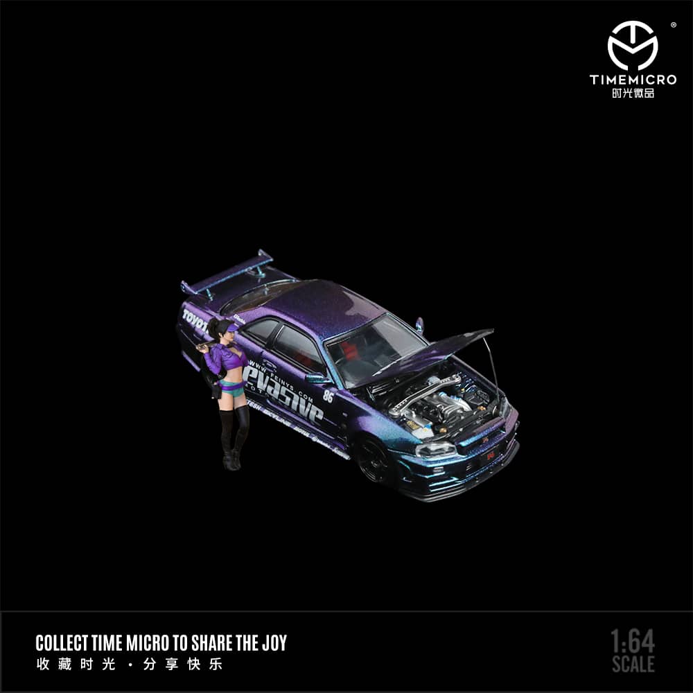 Time Micro 1/64 Skyline GT-R R34 Nismo Z-Tune Red-White GT / Pvasive Magic Purple