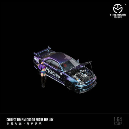 Time Micro 1/64 Skyline GT-R R34 Nismo Z-Tune Red-White GT / Pvasive Magic Purple