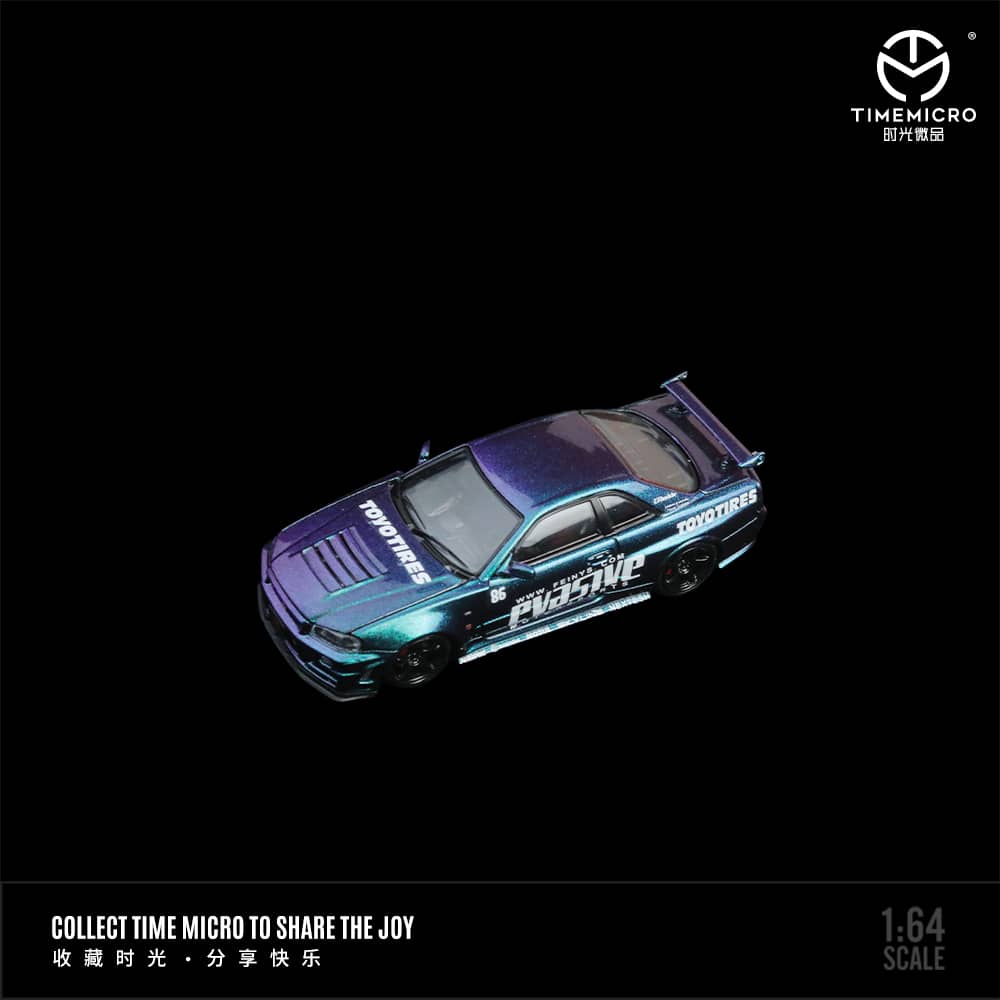 Time Micro 1/64 Skyline GT-R R34 Nismo Z-Tune Red-White GT / Pvasive Magic Purple
