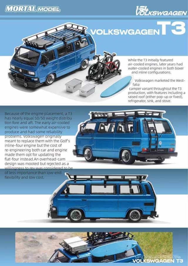 [ETA:  Jul 2025 ] Mortal 1/64 VW Type 2 T3(Carrera Bus B32) Lowride  With BBS Rims