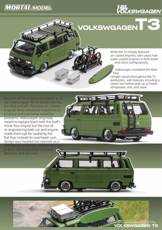 [ETA:  Jul 2025 ] Mortal 1/64 VW Type 2 T3(Carrera Bus B32) Lowride  With BBS Rims