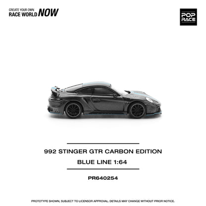 [ETA:  Oct 2025 ] Pop Race 1/64 992 Topcar Modified Stinger GTR Carbon Blue Line