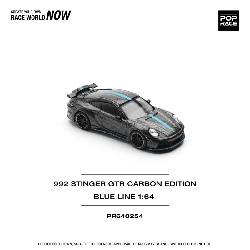 [ETA:  Oct 2025 ] Pop Race 1/64 992 Topcar Modified Stinger GTR Carbon Blue Line