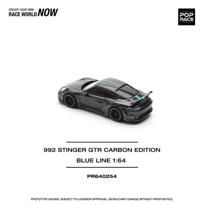 [ETA:  Oct 2025 ] Pop Race 1/64 992 Topcar Modified Stinger GTR Carbon Blue Line