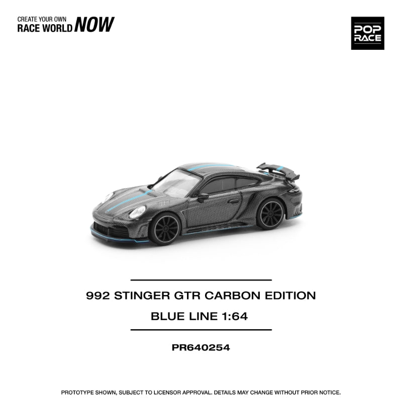 [ETA:  Oct 2025 ] Pop Race 1/64 992 Topcar Modified Stinger GTR Carbon Blue Line