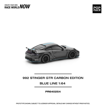 [ETA:  Oct 2025 ] Pop Race 1/64 992 Topcar Modified Stinger GTR Carbon Blue Line