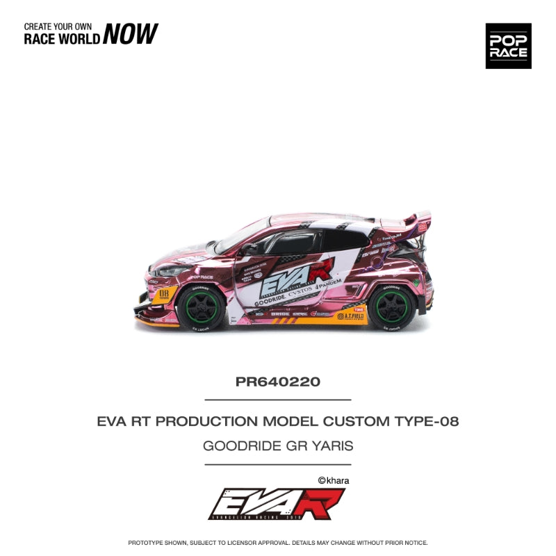 [ETA:  Oct 2025 ] Pop Race 1/64 GR Yaris Pandem Rocket Bunny Modified - Pink EVA Goodride Livery