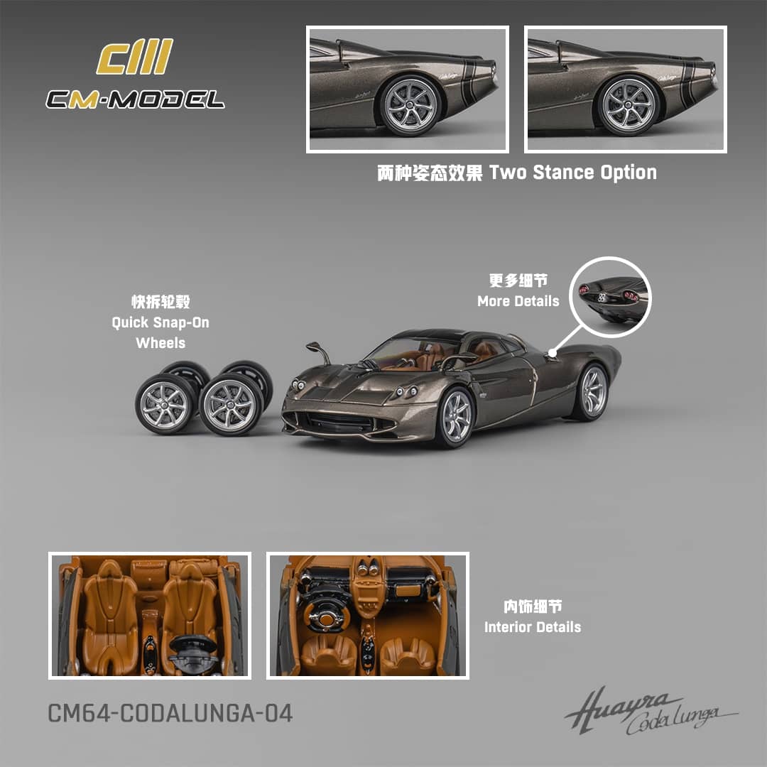 Modèle Réduit Pagani Codalunga 1:64 - Métallic Silver - CM MODEL - Boîte D'origine