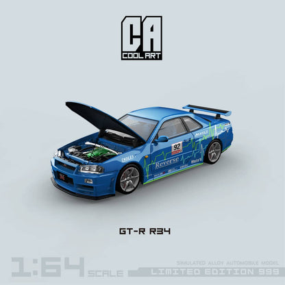 [ETA:  Nov 2025 ] Cool Art 1/64 Skyline GT-R R34 Z-Tune 92 Blue 99# Livery