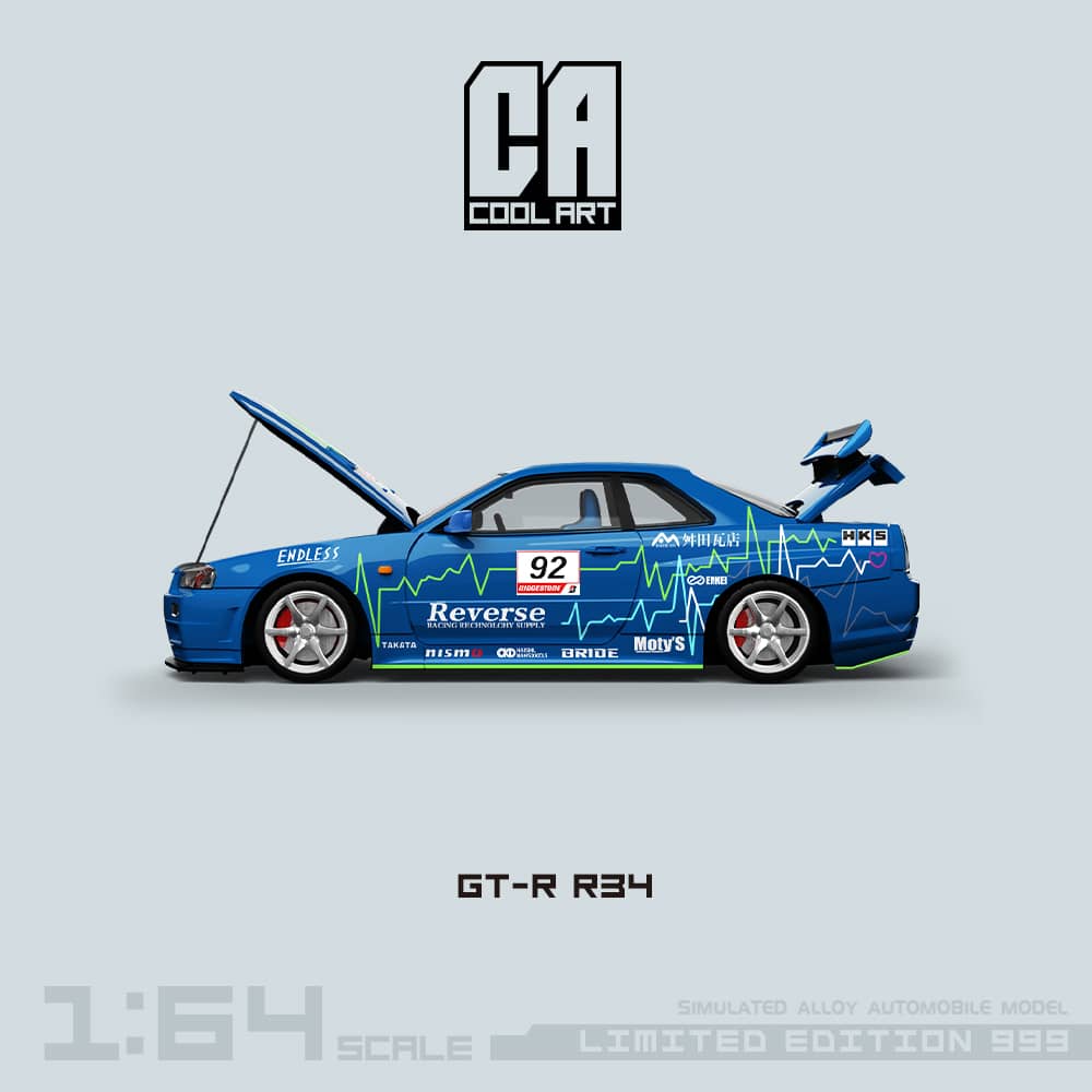 [ETA:  Nov 2025 ] Cool Art 1/64 Skyline GT-R R34 Z-Tune 92 Blue 99# Livery