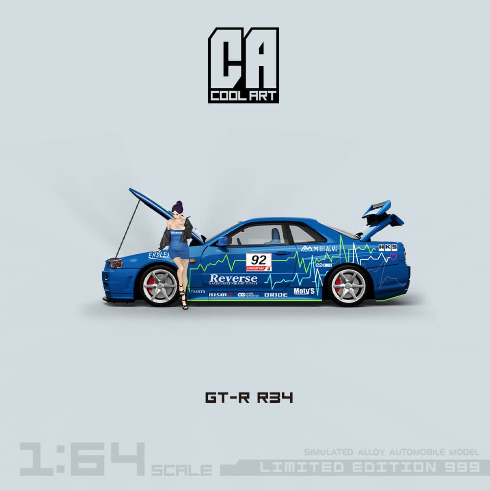 [ETA:  Nov 2025 ] Cool Art 1/64 Skyline GT-R R34 Z-Tune 92 Blue 99# Livery